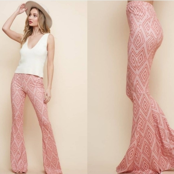 Saints and Hearts Retro Coral Flare Bell Bottoms - Picture 2 of 6